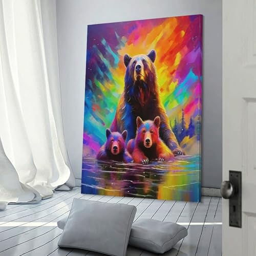 Ours brun impression sur toile pour chambre d'enfant douce