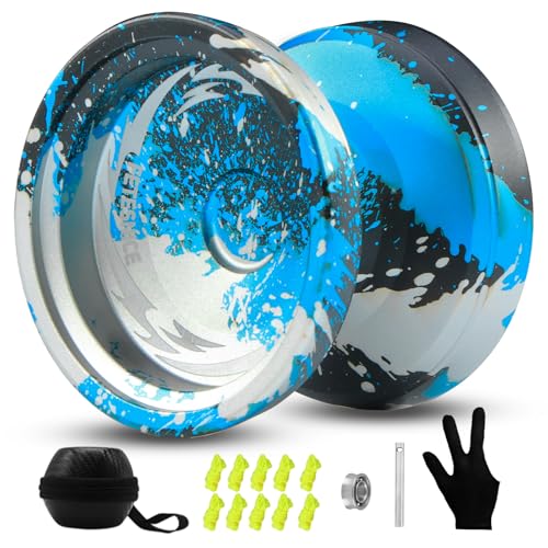 FETESNICE Yoyo Professional Yoyo en métal pour Enfants et Adultes, Yoyos insensibles (Noir, Vert, Orange)