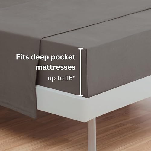 Miniatura 5 de Juego de sábanas 100% algodón con bolsillo profundo, tejido de camiseta, extra suave, fácil ajuste, juego de 4 piezas con fundas de almohada, para