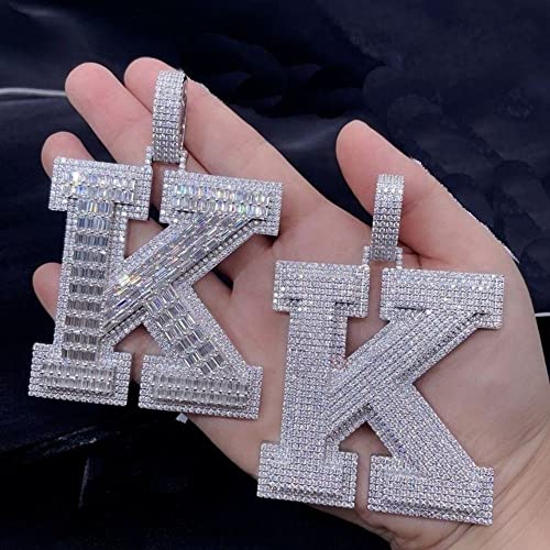 Phoenixjewel Initial Letter Necklace For Women Men Iced Out Simulated Round Diamond Name Chain Necklace Hip Hop Jewelry Initial Letters Pendant Necklace A-Z Initial Letters Pendant For Rappers #TOP6