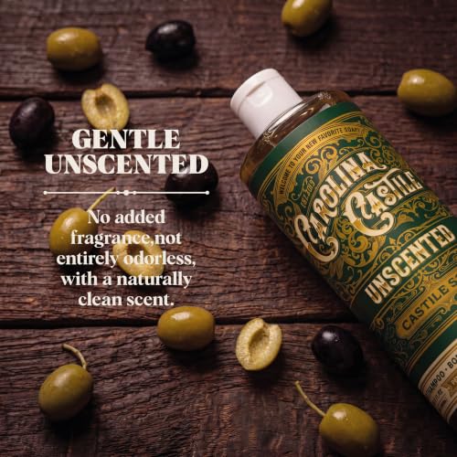 Image of Carolina Castile Soap Unscented Castile Soap Liquid - 32 oz Vegan & Pure Organic Soap Concentrated Non Drying All Natural Formula Good for Sensitive Skin (32 Ounces)