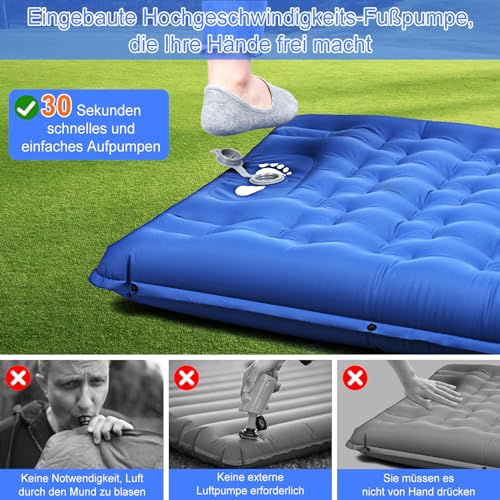Miniatura 3 de Neemosi Colchon Hinchable Indivudual,Colchoneta Autoinflable 2024 Mejorado Y Cómodo,Esterilla Camping Portátil De 13 Cm De Grosor Con Almohada Incorporada Y Bomba De Pie,Camping Senderismo Aventura
