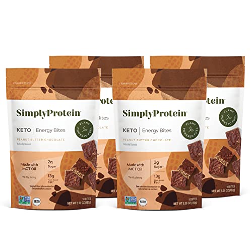 Simplyprotein Peanut Butter Chocolate Keto Energy Protein Bites, 5.29 Ounce Bag(Pack Of 4), Low Sugar High Protein Snack #TOP27