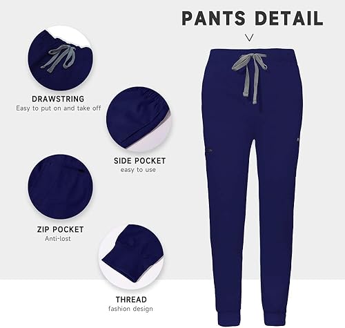 Miniatura 4 de niaahinn Conjunto de uniforme médico para mujer, uniformes de enfermería, cuello en V, camiseta médica y pantalones deportivos