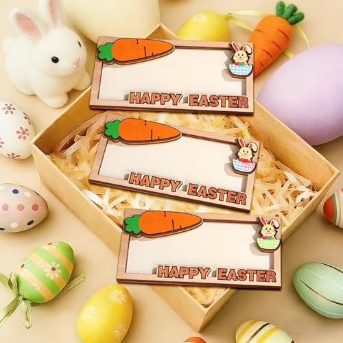 MAOSHYMS Holz Geldgeschenk Ostern, 3 Stück Geldgeschenke Verpackung mit Osterhasen Motiv, Lustige Wooden Crafts für Damen Herren Junge Mädchen Osterkarte Gutscheine Geschenkkarte Geschenkgutschein