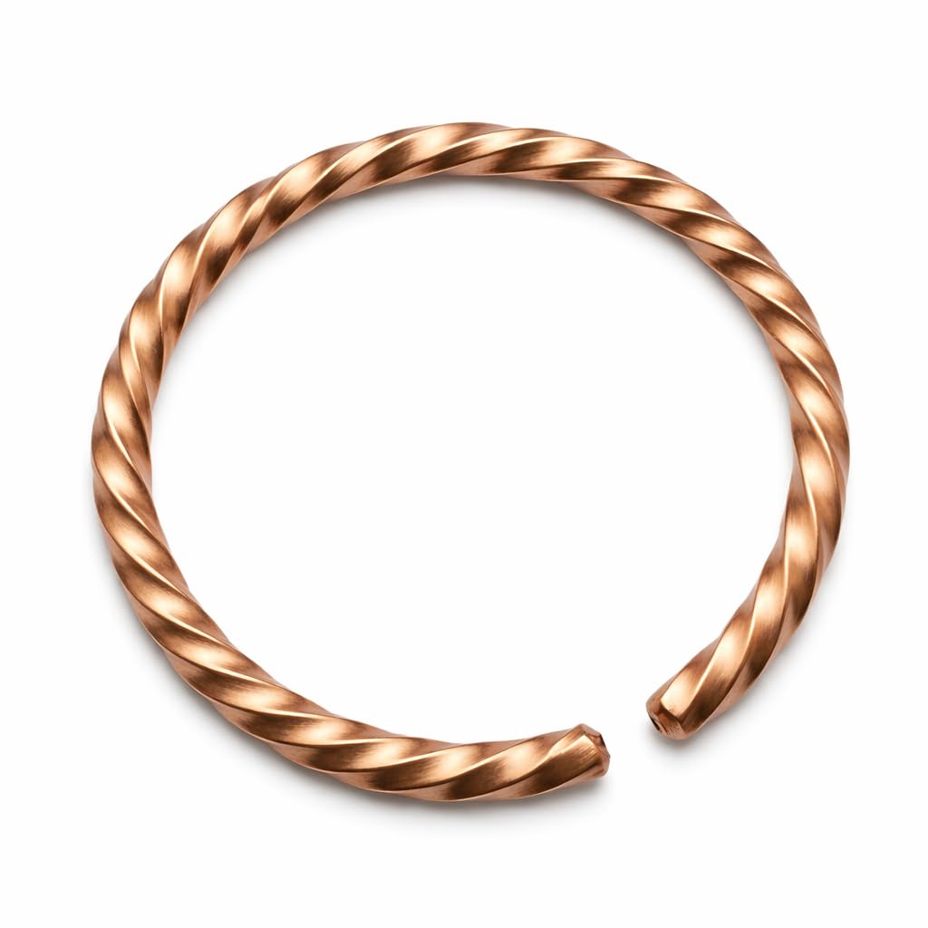 Pure Copper Twisted Kada Bracelet for Men & Women | Adjustable Open Cuff Copper Kada-image-49