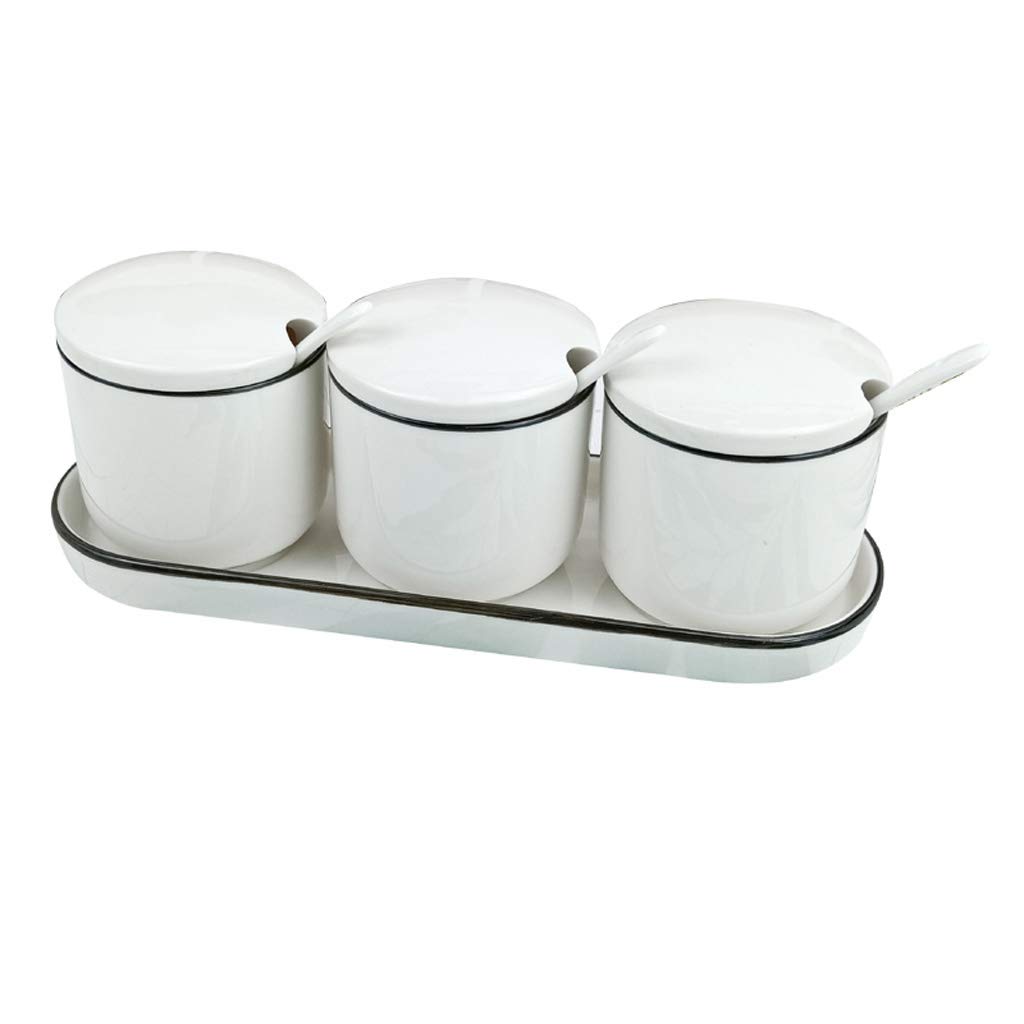 IANSHFKN Kitchen Seasoning Pot Ceramic Set Combination Household Light Luxury Boxed Salt Jar