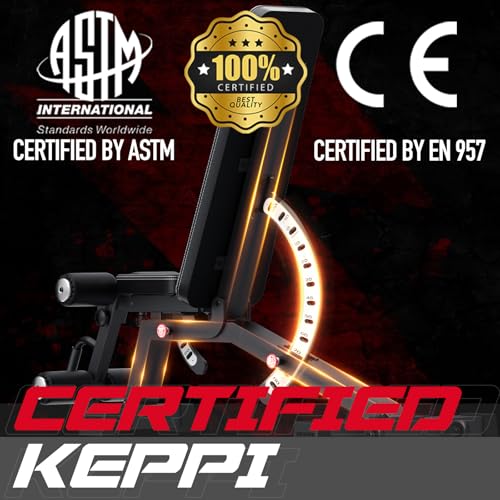 Keppi 1200LB Weight Bench, Heavy Duty Bench1000 PRO Adjustable Workout Bench Press Set for Home Gym Strength Training, Removable Foot Catch for Incline Flat Decline Sit Up Bench for Full Body Fitness