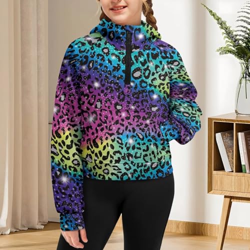 Girls Crop Top Hoodie 5-14T Kids Half Zip Raglan Sweatshirt Raglan Long Sleeve Jackets Fall Winter Clothing4
