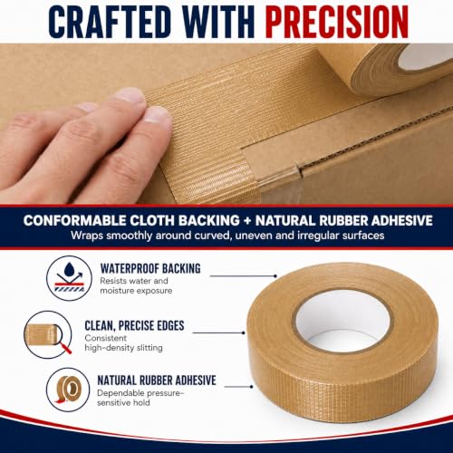Image of GGR Supplies CDT-36 Industrial Grade Cloth Duct Tape, Tan Beige 3 /4 Inch x 60 Yards, Waterproof UV Resistant Heavy Duty, Clean Removal with No Sticky Residue for Repairs, Packaging, and Bundling