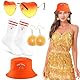 Aperol Spritz Kostüm Accessoires, Bestickte Aperol Fischerhüte, Aperol Socken, Orangen Ohrringe, Herz Sonnenbrille Orange, Perfekt für Karneval Orange Partys Cosplay, Geschenk für Aperol-Liebhaber (A)