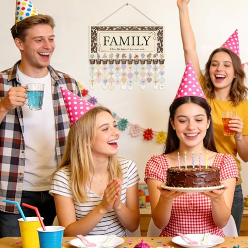 Calendario de cumpleaños familiar para no olvidar fechas: tablero vintage 3D con etiquetas 5