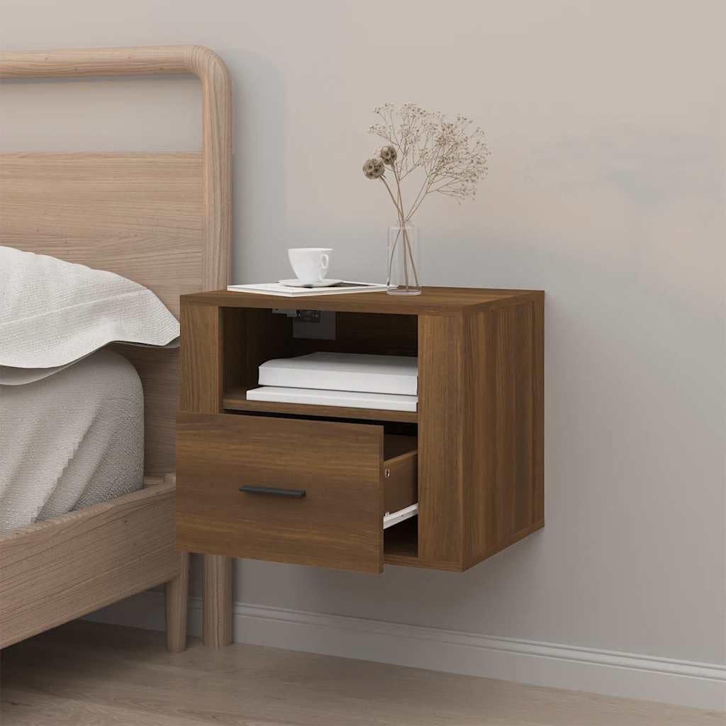 Wand Nachttisch aus Holzwerkstoff mit Stauraum und stabiler Oberplatte für Wohnzimmer und Schlafzimmer, Montageanleitung inklusive