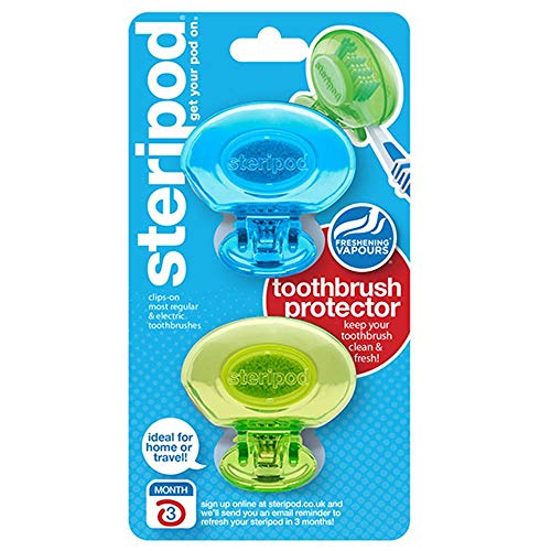 steripod ENE03-BRK Toothbrush Protector Dual Pack (Assorted Colors)