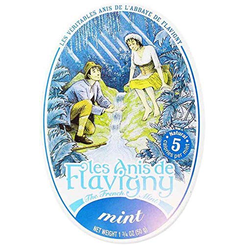 Les Anis de Flavigny - Mint Flavored Anise Drop Candy (Menthe Forte), 50g Collectible Tin