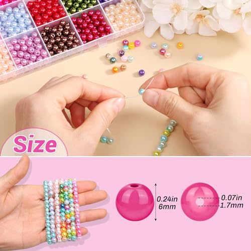 4500Pcs 6mm Pearl Beads for Bracelets Making 56 Colors, Small Round Pearl Bracelet Beads for Crafts, Jewelry, Necklace Earrings Bracelets by Audab - Used condition - Image 4