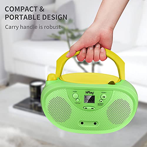 Hplay Gummy Gc04 Portable Cd Player Boombox With Am Fm Stereo Radio Kids Cd Player Lcd Display, Front Aux-In Port Headphone Jack, Supported Ac Or Battery Powered - Pastel Green #TOP2