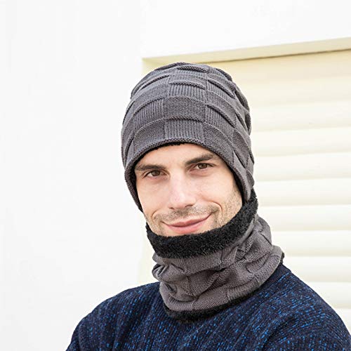 Gorro de invierno cálido con bufanda juego de punto hombres mujeres unisex