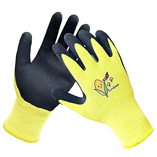Evridwear Kids Gardening Gloves for Boys Girls Outdoor Yard Work Planting (XS (3-5yr) Yellow)