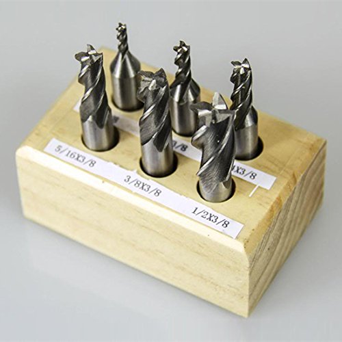 6 PC HSS 4 Flute END Mill Set 1/8