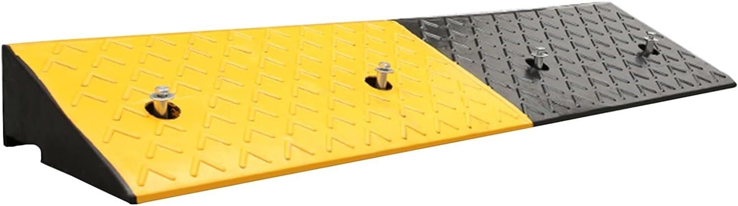 Schody rampowe Niska rampa podjazdowa do samochodu, wytrzymała gumowa rampa progowa, czarno-żółta rampa drzwiowa(98cmx25cmx5cm)