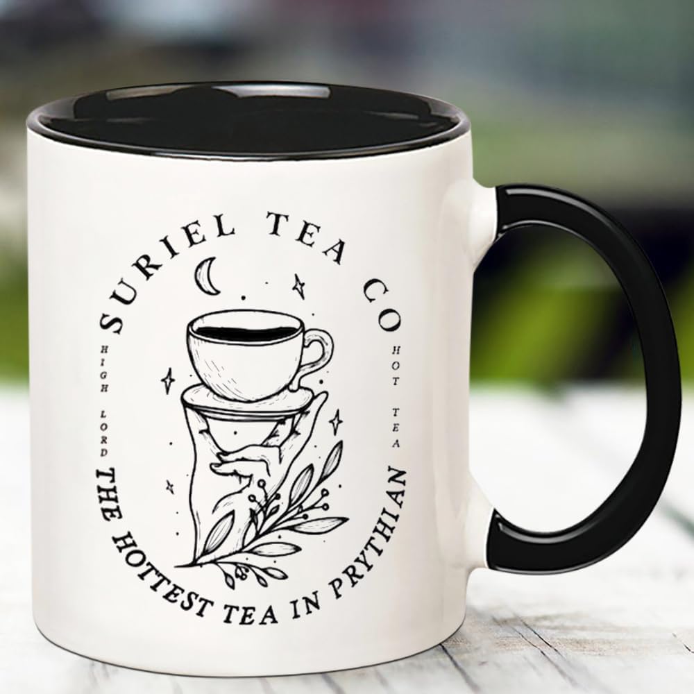 Suriel Tea Co Banned Books Mugs, Bookish Gift Booktok Mug, Reading Gifts for Librarian Cup Book Lover Gift, 11 Oz Novelty Coffee Mug, Black - Image 3
