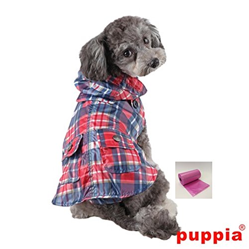 Barrington Navy Plaid Raincoat pick up travel set with storage pouch- Dog sizes S thru L