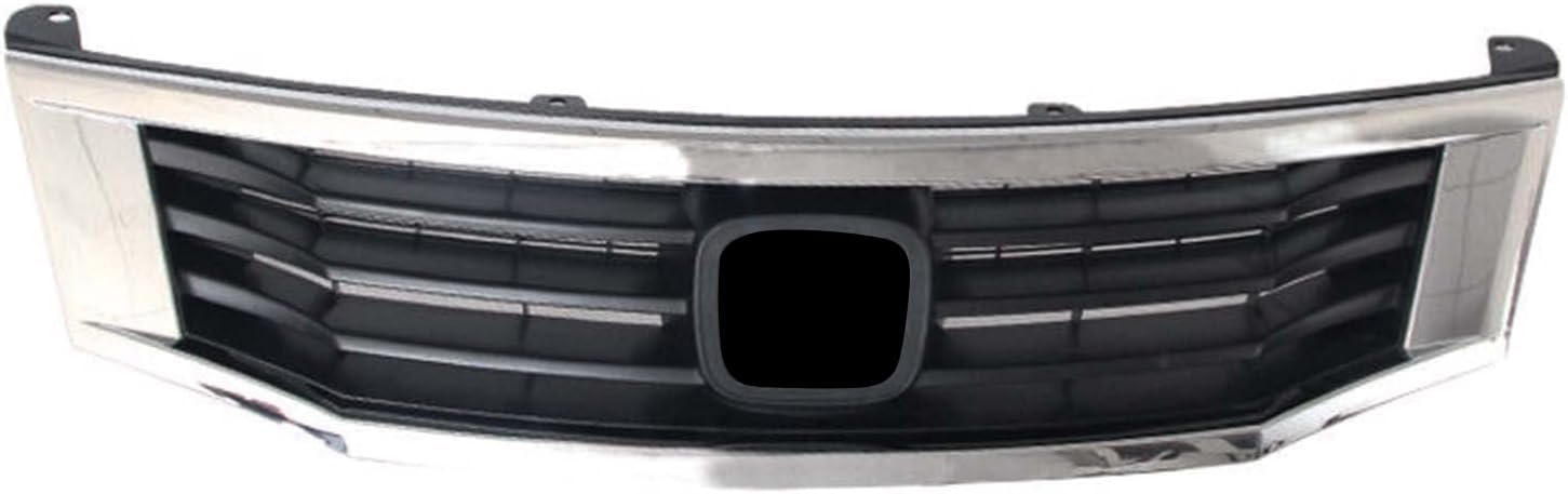 YLT AUTO Front Cover Bumper Upper Grille Guard Replacement Kit Black with Chrome Trim Front Grid Cover Air Intake for 2008 2009 2010 Honda Accord 4 Door Sedan