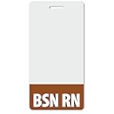 BSN RN Heavy Duty Vertical Brown (1 Pack) - Spill & Tear Proof Cards - 2 Sided USA Printed Quick Role Identifier ID Tag Backer by BadgeZoo