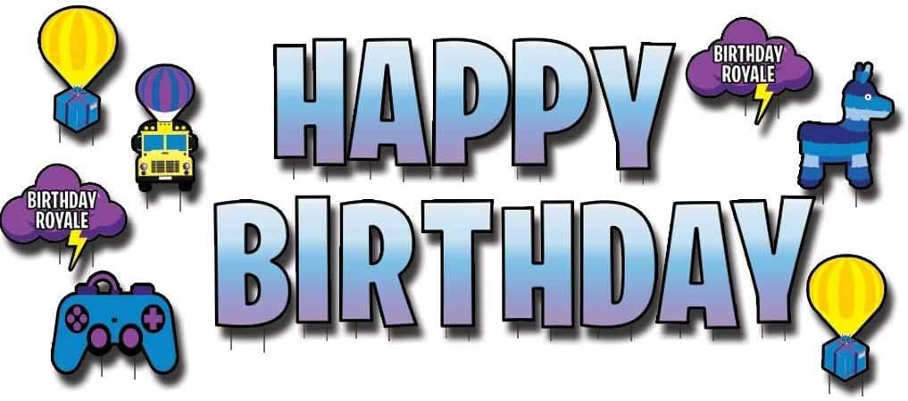 VictoryStore Battle Royale Party Supplies - 20pcs Yard Signs with Stakes - 18" Plastic Modern Signs - Happy Birthday