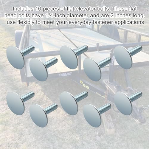 Image of 10 Pcs 014973239619 Elevator Bolts, 1 /4-20 x 1 Flat Head Bolt, Zinc - Rust Resistant