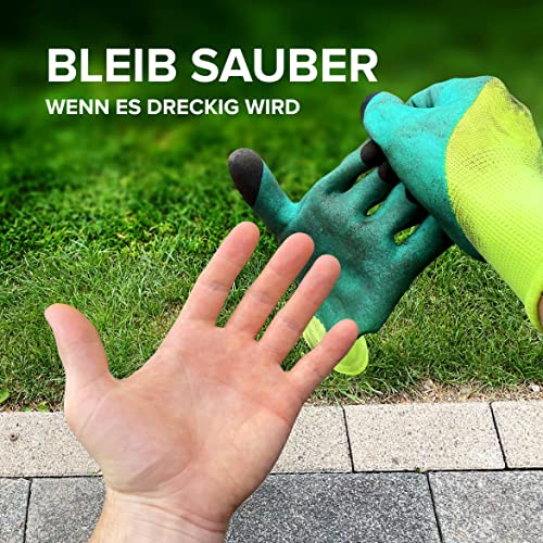WOLFSFELLER 3 Paar robuste & komfortable Gartenhandschuhe Damen & Gartenhandschuhe Herren Gr 9 - Handschuhe Garten Handschuhe - Gardening gloves mit doppelt beschichteten Fingerspitzen
