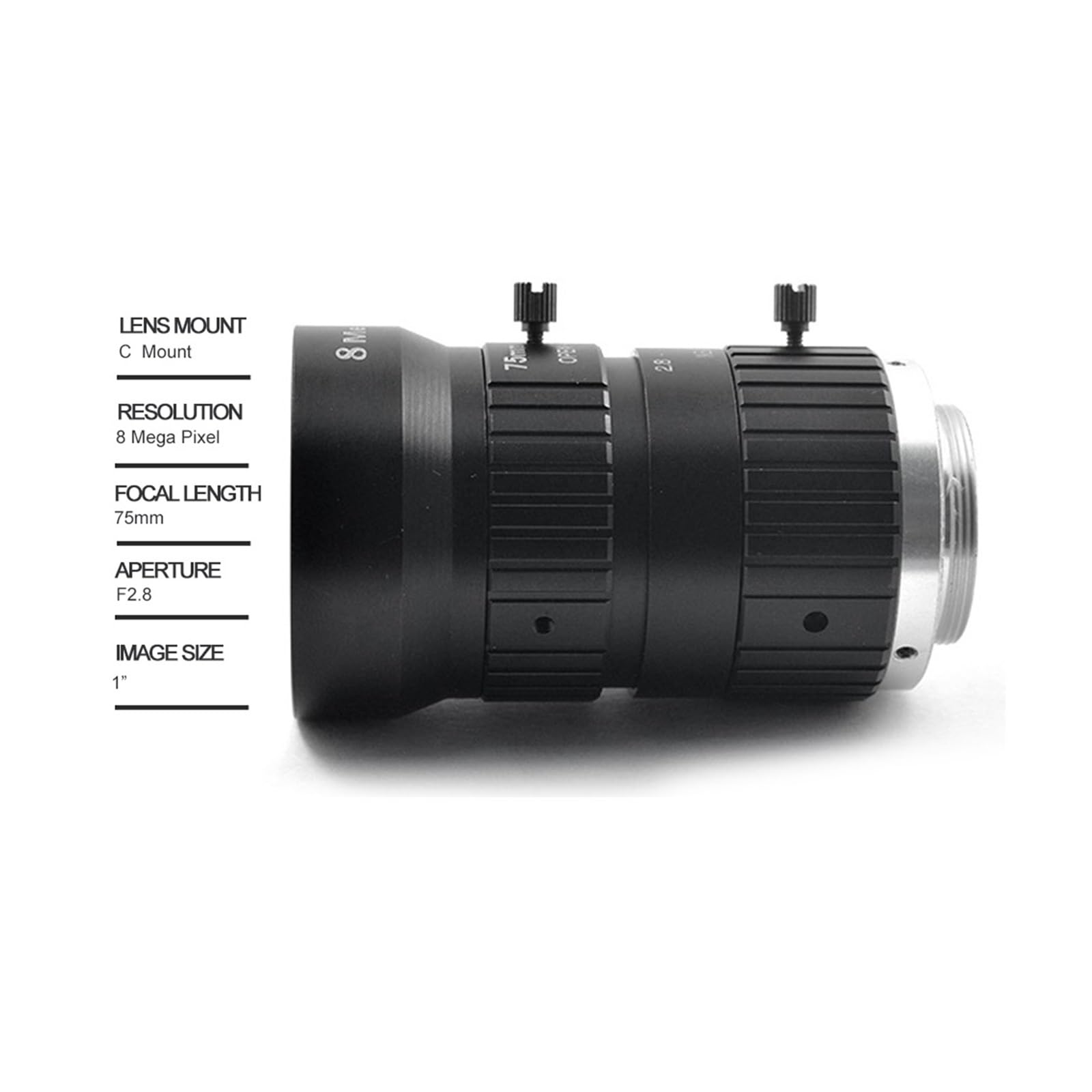 Obiettivo CCTV HD 8MP 75mm C Mount Manuale Iris Manuale Apertura F2.8 1 "Immagine Formate Telecamera di sicurezza Obiettivo industriale - Regolabile