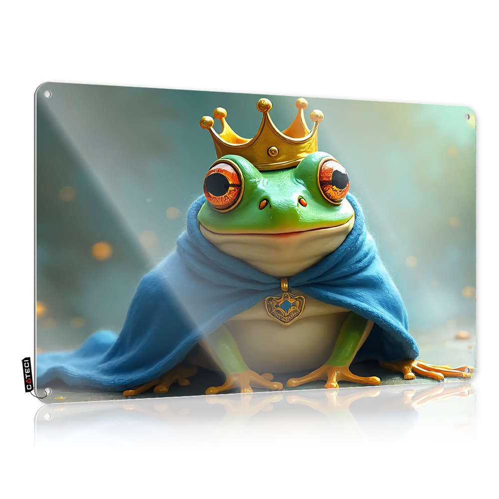 Fzfn Colour A Frog Wearing A Crown And Cape Retro Wall Decor Bar Stuff | Boho Ideas Decorative Wall Art(30X40cm)
