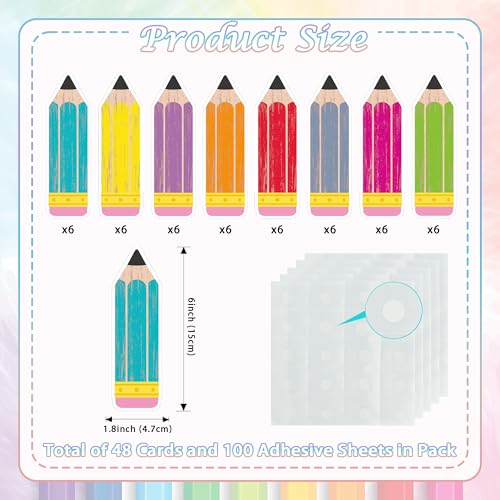 Image of Vuzvuv 48Pcs Pencil Paper Cutouts with 100Pcs Glue Points,Pencil Cut Outs Bulletin Board Decorations for Birthday Party Theme Decor Supplies