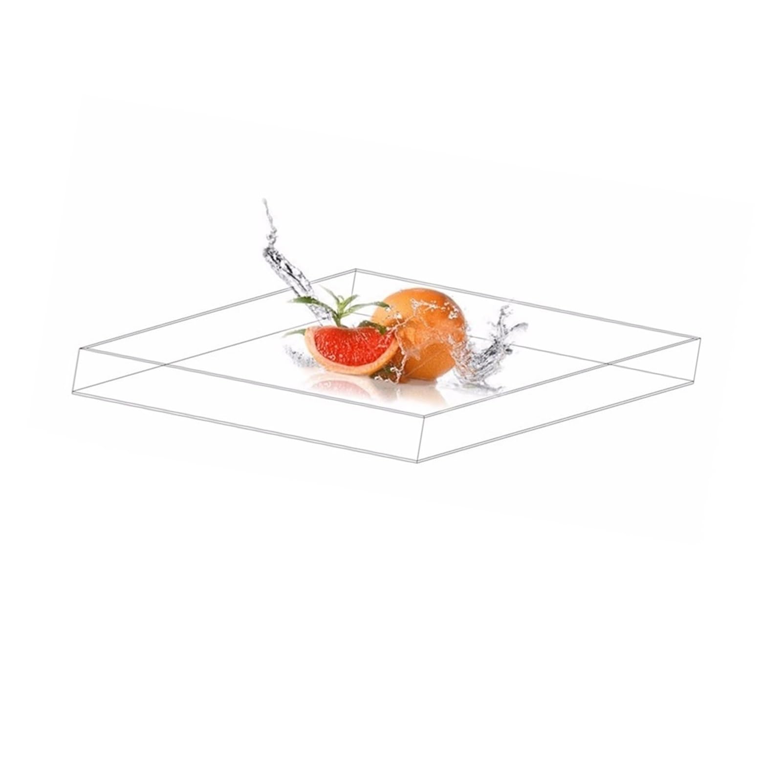 Tanque de agua de acrílico transparente para la fotografía, bandeja de salpicaduras poco profunda con efectos dinámicos de ondulación, caja de exhibición de alta transparencia para accesorios de alime