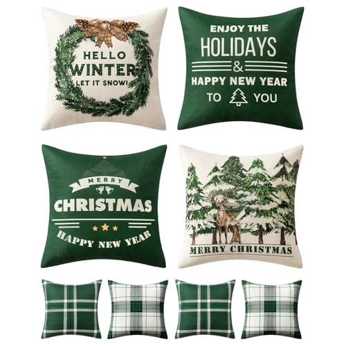 MIULEE Christmas Reindeer Wreath Pillow Covers – Farmhouse Decor