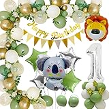 【Ampliamente Utilizado】la globos de cumpleaños 1 año ​está compuesta por globos de látex, globos de animales y pentagramas. Los colores y formas cambiantes hacen que las decoraciones de cumpleaños atraigan más ojos y dejen un recuerdo más profundo para los niños. Muy adecuado para la decoración del primer cumpleaños de niños y niñas, decoración de fiesta de cumpleaños salvaje, baby shower en la jungla, fiesta temática de animales