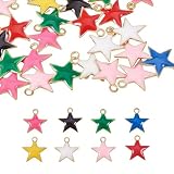 Design a Stella: Questi ciondoli a stella sono colorati con paillettes smaltate, il design carino aggiungerà più lucentezza alla tua creazione di gioielli, puoi usare i ciondoli per creare gioielli squisiti e popolari