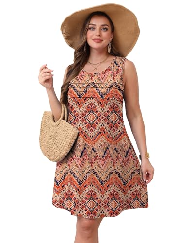 Image of OFEEFAN Womens Pleated Front Tank Dresses Fashion Spring Sleeveless Pockets Sundress Casual Summer