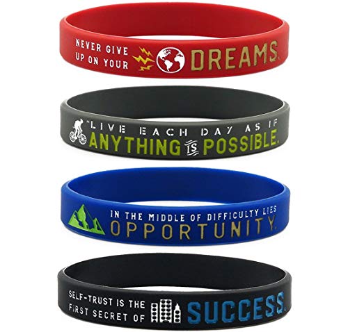 11thGear 4 Pulseras de Pulseras de Silicona de Cita Positiva Motivacional -...