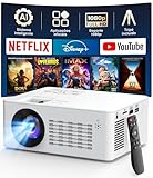 Projetor Portátil Android, WiFi 6 e Bluetooth 5.1, Suporte 4K e 1080P Full HD, Tecnologia LED, HDMI/USB/Áudio/TF, Compatível com Android/iOS, Com Suporte Tripé, Ideal para Casa, Escritório e Aula