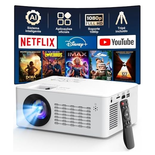 Projetor Portátil Android, WiFi 6 e Bluetooth 5.1, Suporte 4K e 1080P Full HD, Tecnologia LED, HDMI/USB/Áudio/TF, Compatível com Android/iOS, Com Suporte Tripé, Ideal para Casa, Escritório e Aula