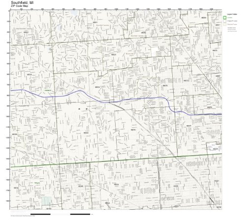 ZIP Code Wall Map of Southfield, MI ZIP Code Map Not Laminated: Amazon ...