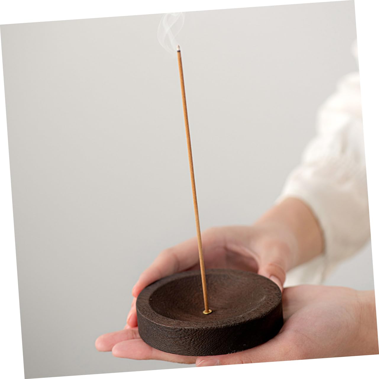 PRETYZOOM 4 Stück Räucherstäbchen Diffusor Wärmer Holzkohlebrenner Weihrauch Streichhölzer Handhaben Im Freien Runden Duftend Deckel Schlag Weihrauchhalter Stöcke Hölzern Dark Brown