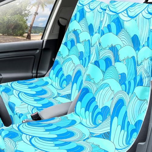 Image of Hahafelt 2 Pack Car Seat Towel Cover with Storage Bag, Waves