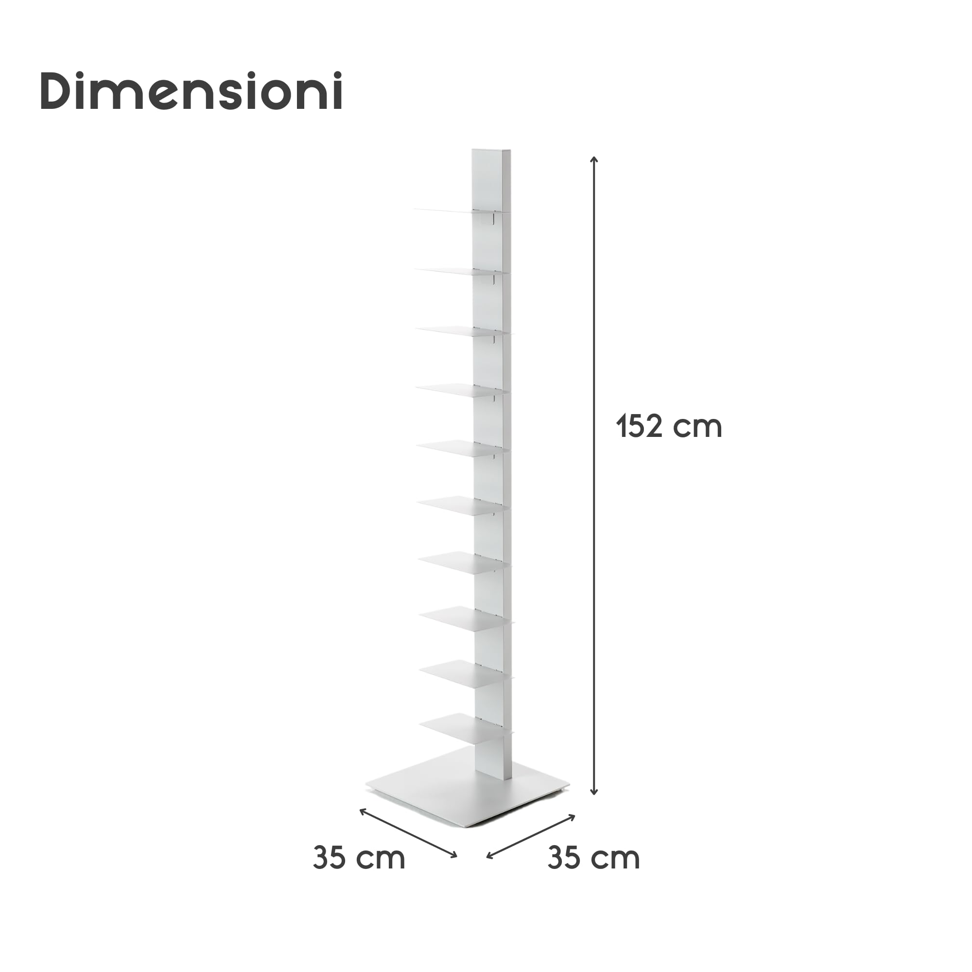 ZStyle BBB Italia Bücherregal Sapiens mit Säule freistehendes Regal mit Ablagen (152 cm, Schwarz)