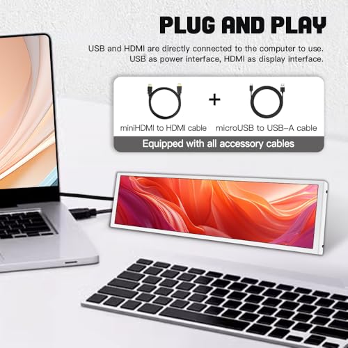 Image of 8.8 inch Mini Stretched Bar Monitor Touchscreen 480x1920 PC Temperature Display 600nits High Brightness Portable Secondary Screen LCD Screen Inside PC Case White