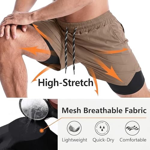 Image of boffi ... N S Poly 2 in 1 Active Dual Shorts with Inner Tights Layer | Men's Double Layer Short for Running, Gym & Sports