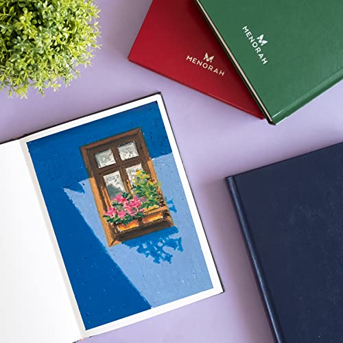 Image of MENORAH - A5 - Sketch Book for Artist - 115 GSM (160 Pages / 80 Sheets) - Artist Drawing Book - (21.0Cm X 14.8Cm) - Hard Case Bound - Completely Handmade-Portrait- Dark Blue
